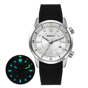 BERNY Men's Automatic Diver Watch – 200M Waterproof, Miyota 8215, Sapphire