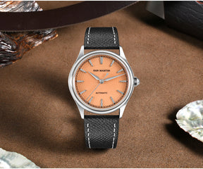 San Martin SN0110 Automatic Dress Watch – 37mm Textured Dial Sapphire Crystal Men's Mechanical Watch