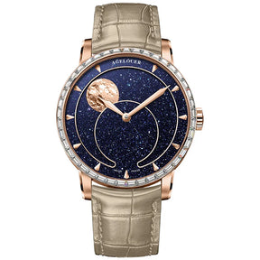 AGELOCER Men’s Moon Phase Watch – Blue Aventurine Dial, 29.5-Day Display, Luxury Automatic Wristwatch