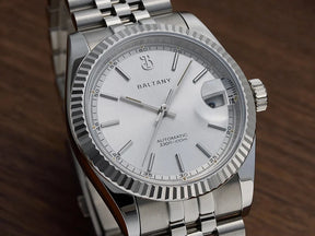 Baltany S4084 Men’s Automatic Dress Watch 36mm – Gold Tone, Fluted Bezel, NH35, Luminous, Date
