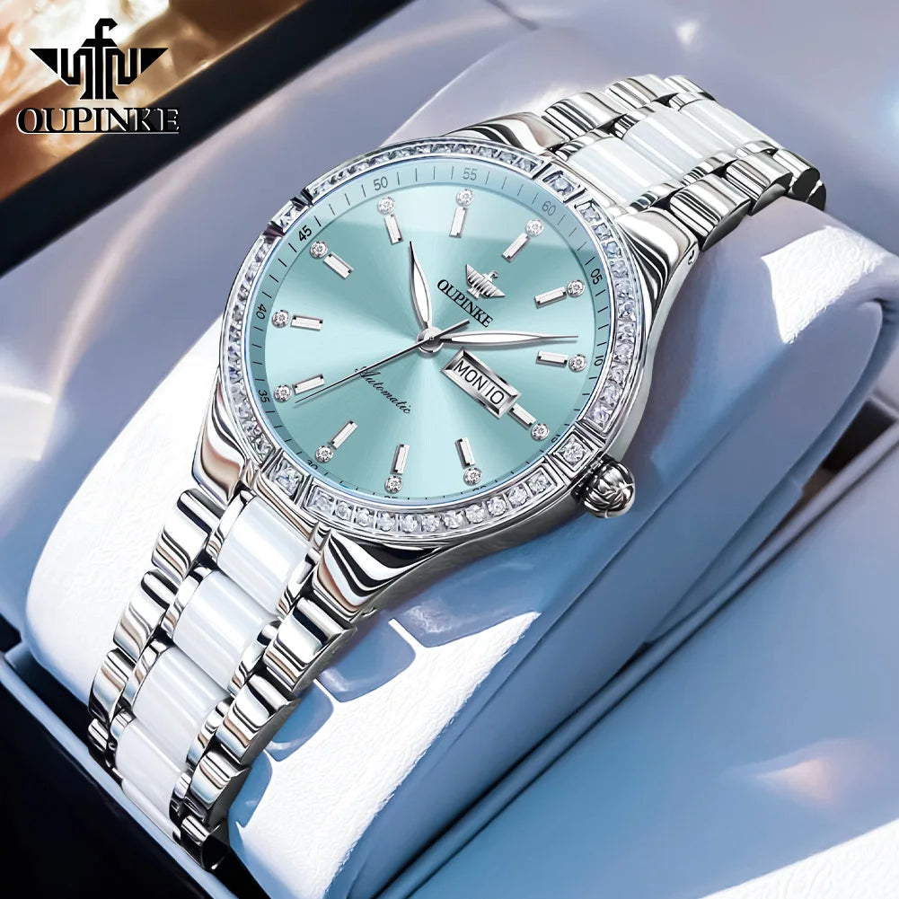 OUPINKE 3283 Women’s Automatic Watch – Luxury Mechanical, Day-Date, 50m Water Resistant