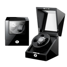 Embers Dual Watch Winder Box – Wooden Automatic Mechanical Watch Storage Case with 2 Ports Display & Safe Winding
