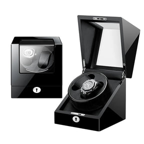 Embers Dual Watch Winder Box – Wooden Automatic Mechanical Watch Storage Case with 2 Ports Display & Safe Winding