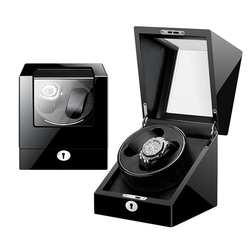 Embers Dual Watch Winder Box – Wooden Automatic Mechanical Watch Storage Case with 2 Ports Display & Safe Winding