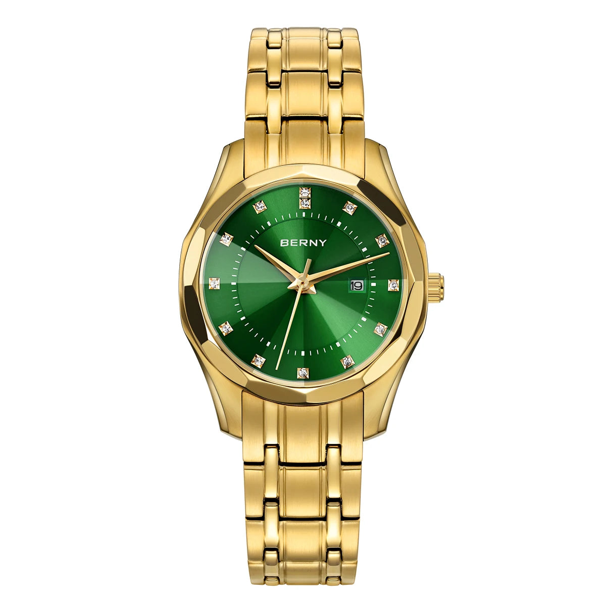 BERNY Women's Quartz Watch – Gold Stainless Steel Waterproof Fashion Watch