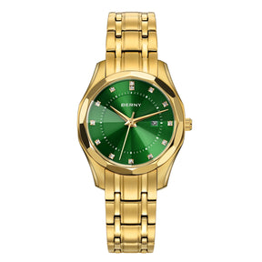 BERNY Women's Quartz Watch – Gold Stainless Steel Waterproof Fashion Watch