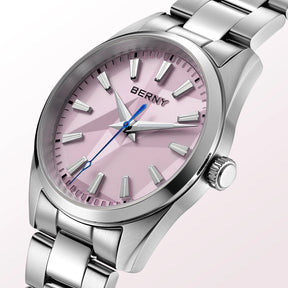 BERNY Women's Quartz Watch 39mm – Sapphire AR Coated 100M Waterproof Stainless Steel