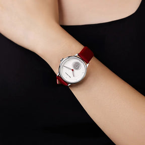 Seagull Women's Automatic Watch ST17 – Red Leather Strap Stainless Steel Waterproof 6130L