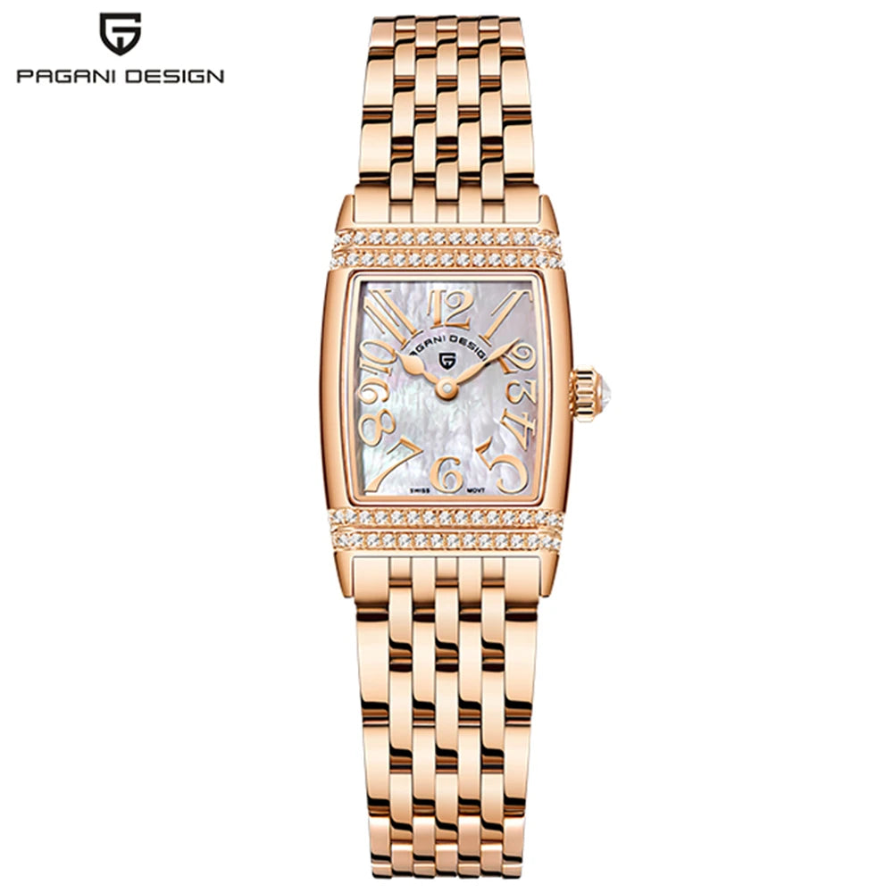 PAGANI DESIGN Women’s Quartz Watch 22mm – Sapphire Crystal, Stainless Steel, 50m Water Resistant
