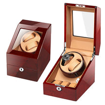 Wooden Watch Storage Box 6 Slots Automatic Winding Battery Mechanical Watches Winder Case Leather