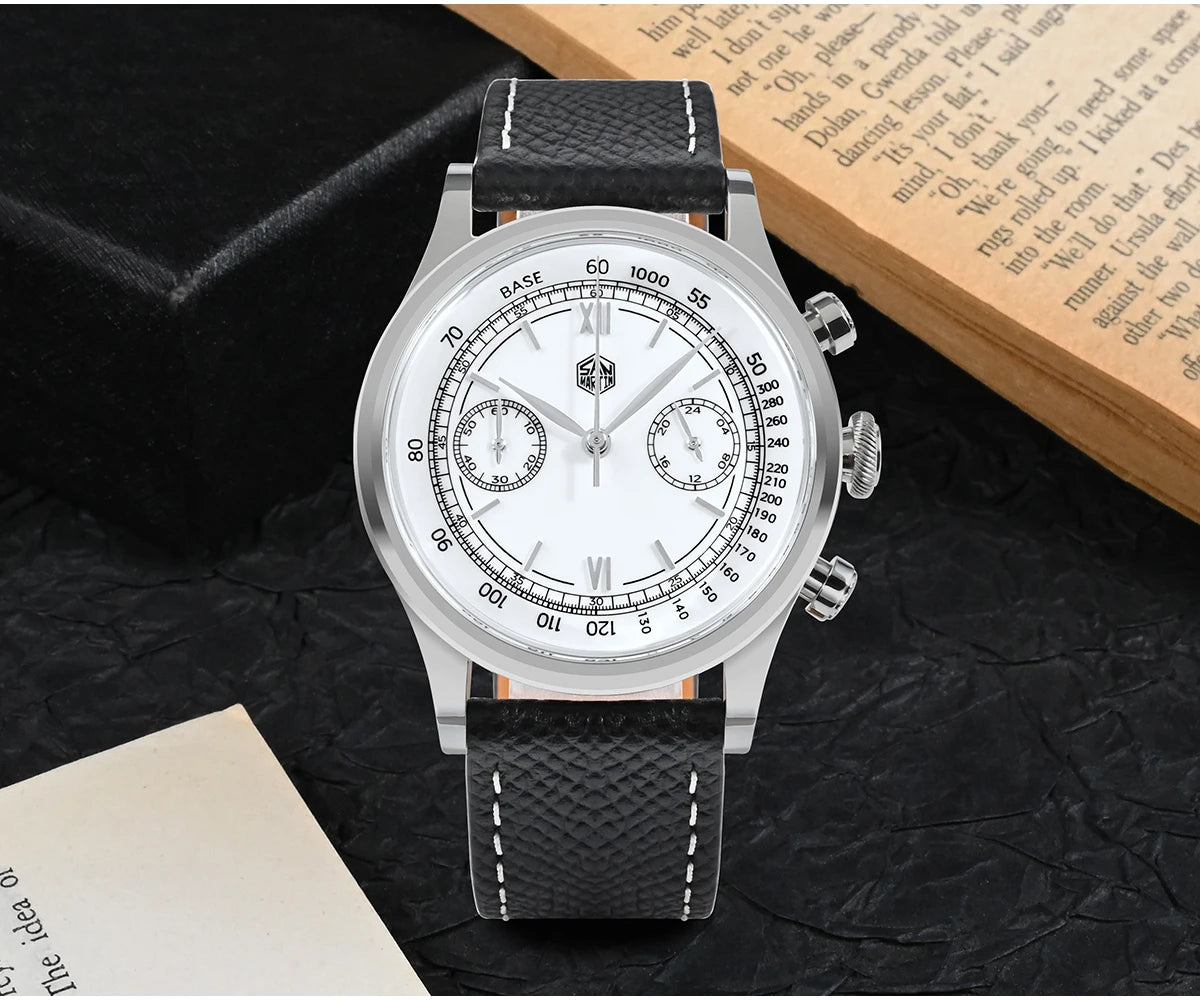 San Martin Men's Chronograph Quartz Watch – 38mm VK64, Sapphire Glass SN0101