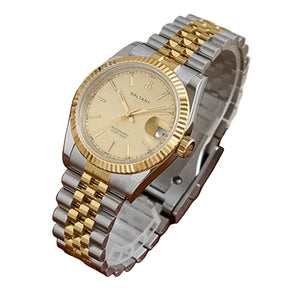 Baltany S4084 Men’s Automatic Dress Watch 36mm – Gold Tone, NH35 Movement, Stainless Steel Bracelet, Water Resistant