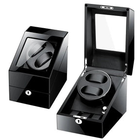 Wooden Watch Storage Box 6 Slots Automatic Winding Battery Mechanical Watches Winder Case Leather