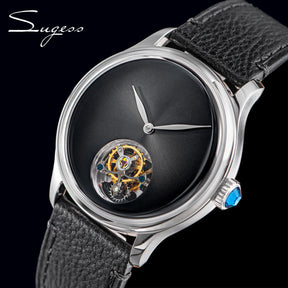 Sugess 38mm Tourbillon Men’s Watch – Minimalist Mechanical Handwind with Dome Sapphire Crystal