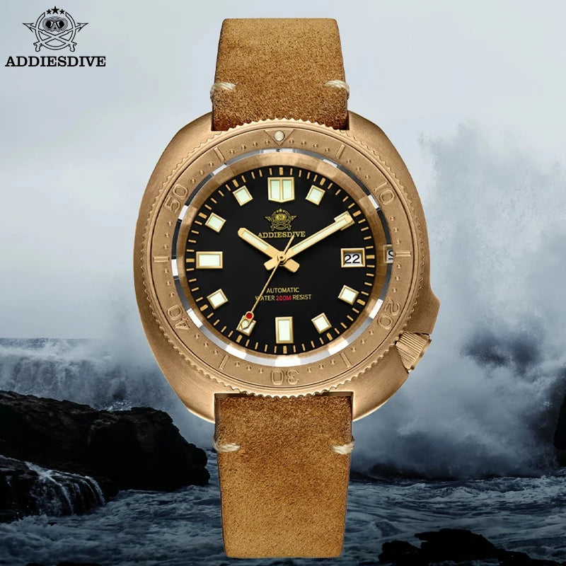 ADDIESDIVE AD2104 Bronze Automatic Dive Watch – NH35 Movement, Sapphire Glass, 200m Water Resistant