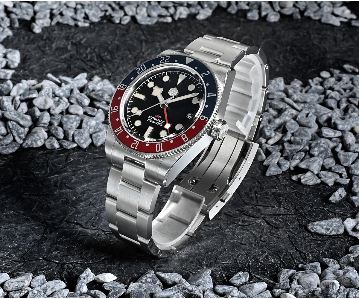 San Martin SN0109 GMT Automatic Watch – 39mm Sapphire Crystal, NH34 GMT Men's Luxury Watch