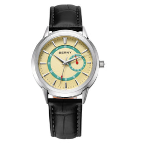 BERNY Men's Luxury Quartz Watch – Elegant Stainless Steel Dress & Business Wristwatch with Date Calendar