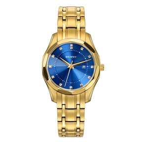BERNY Women's Quartz Watch – Gold Stainless Steel Waterproof Fashion Watch