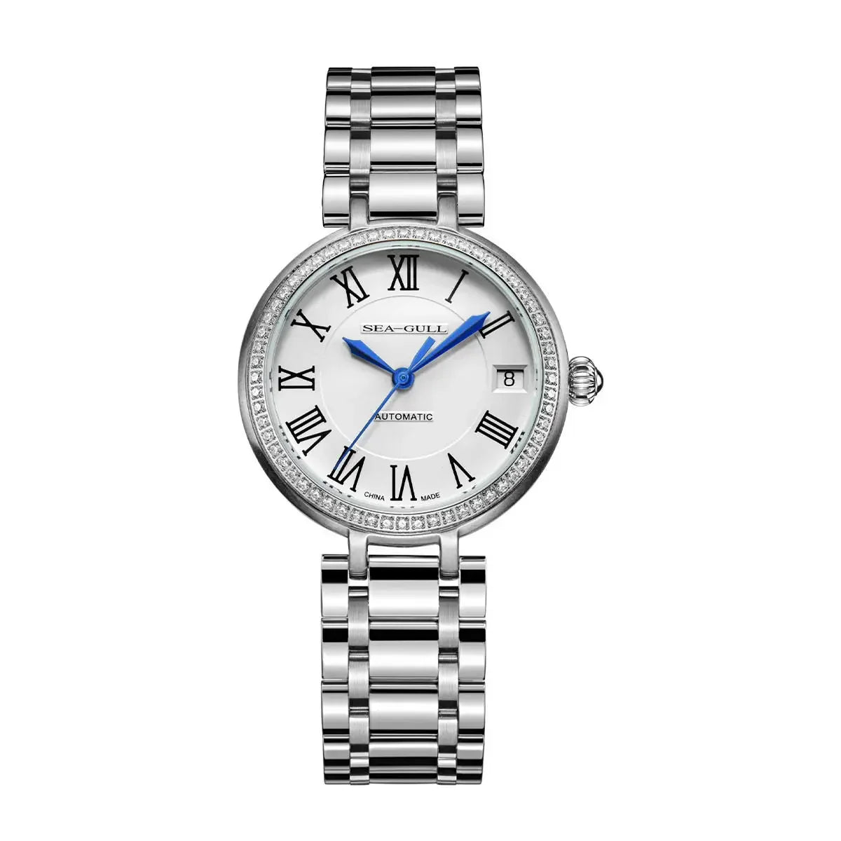 Seagull 417L Women’s Dress Watch – White Dial, Diamond Accent, Elegant Luxury Wristwatch