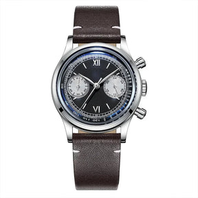 ADDIESDIVE AD2037 Men’s Quartz Chronograph Watch – Black Dial, Leather Strap, 100m Water Resistant