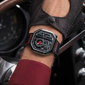 AGELOCER Men’s Automatic Skeleton Watch – Luxury Square Stainless Steel