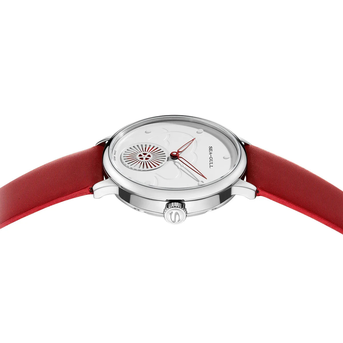 Seagull Women's Automatic Watch ST17 – Red Leather Strap Stainless Steel Waterproof 6130L