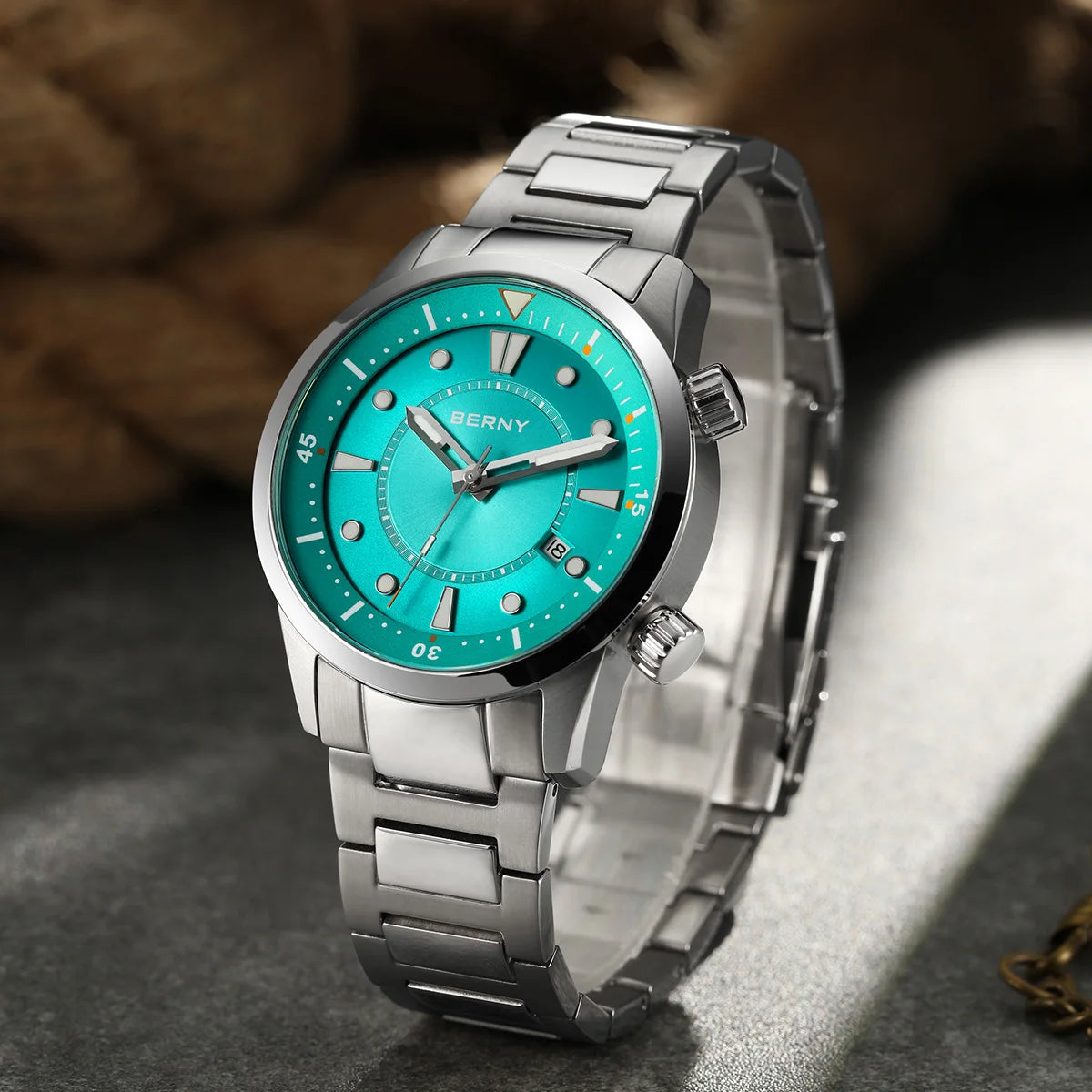 BERNY Men's Automatic Diver Watch – 200M Waterproof, Miyota 8215, Sapphire