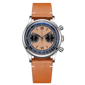 ADDIESDIVE AD2037 Men’s Quartz Chronograph Watch – Black Dial, Leather Strap, 100m Water Resistant