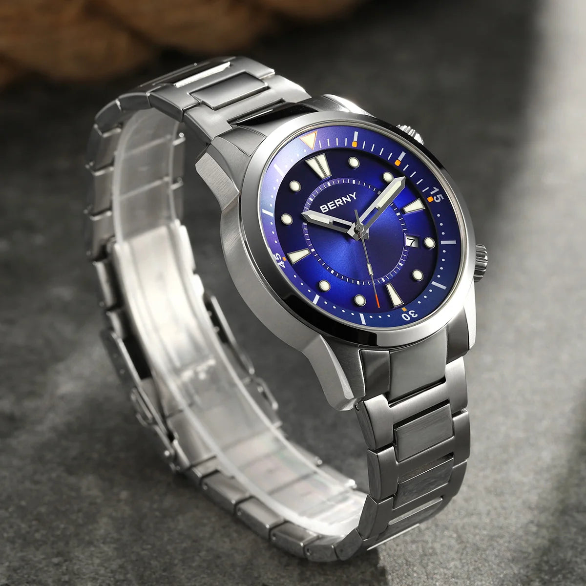 BERNY Men's Automatic Diver Watch – 200M Waterproof, Miyota 8215, Sapphire
