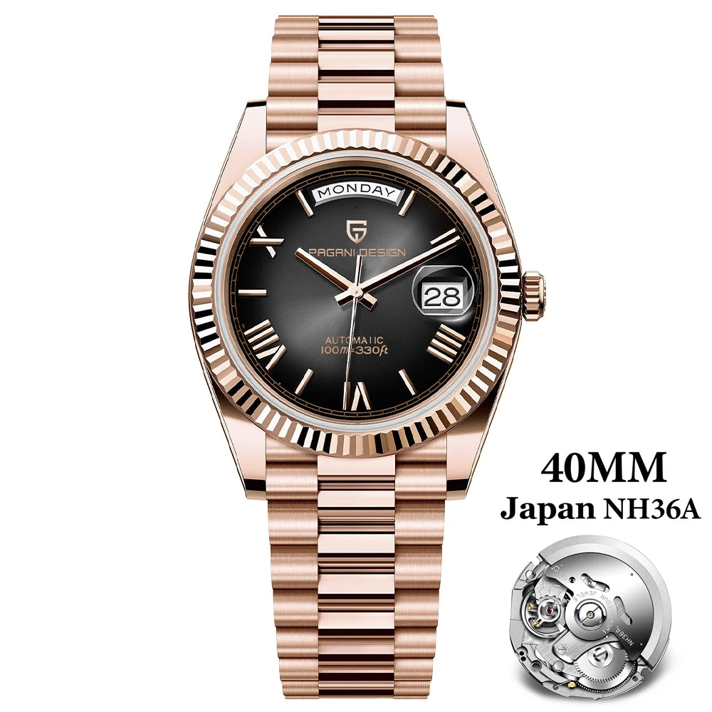 Pagani Design DD40 Men's Automatic Watch – NH36A Gold White Day-Date 2026