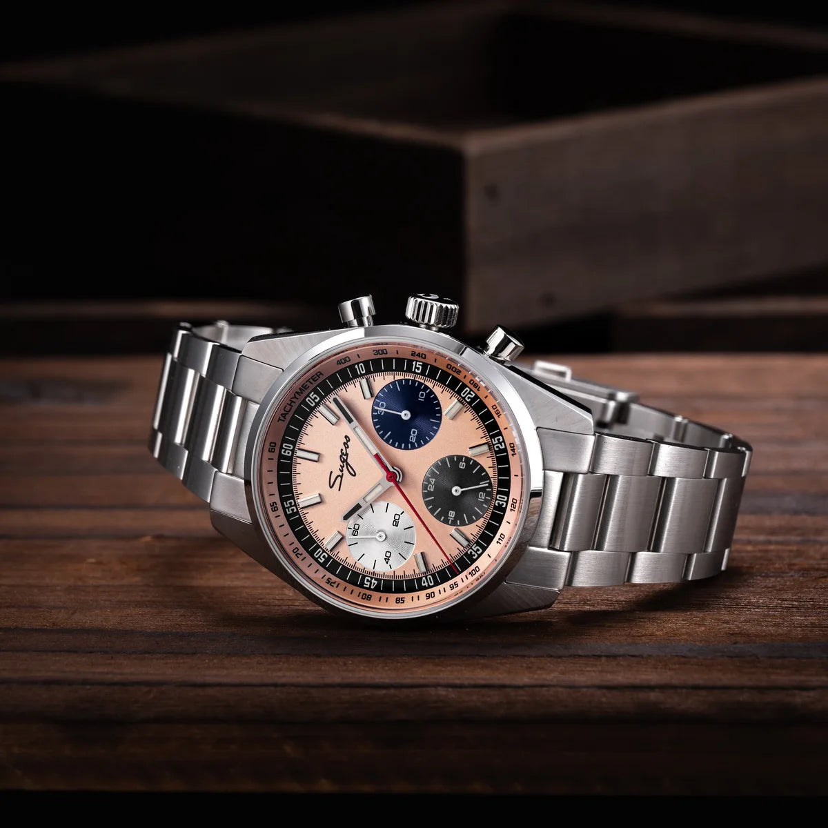 Sugess S465 Men’s Chronograph Watch 38mm – Mechanical, Gooseneck Movement, Sapphire Crystal, Roulette Dial
