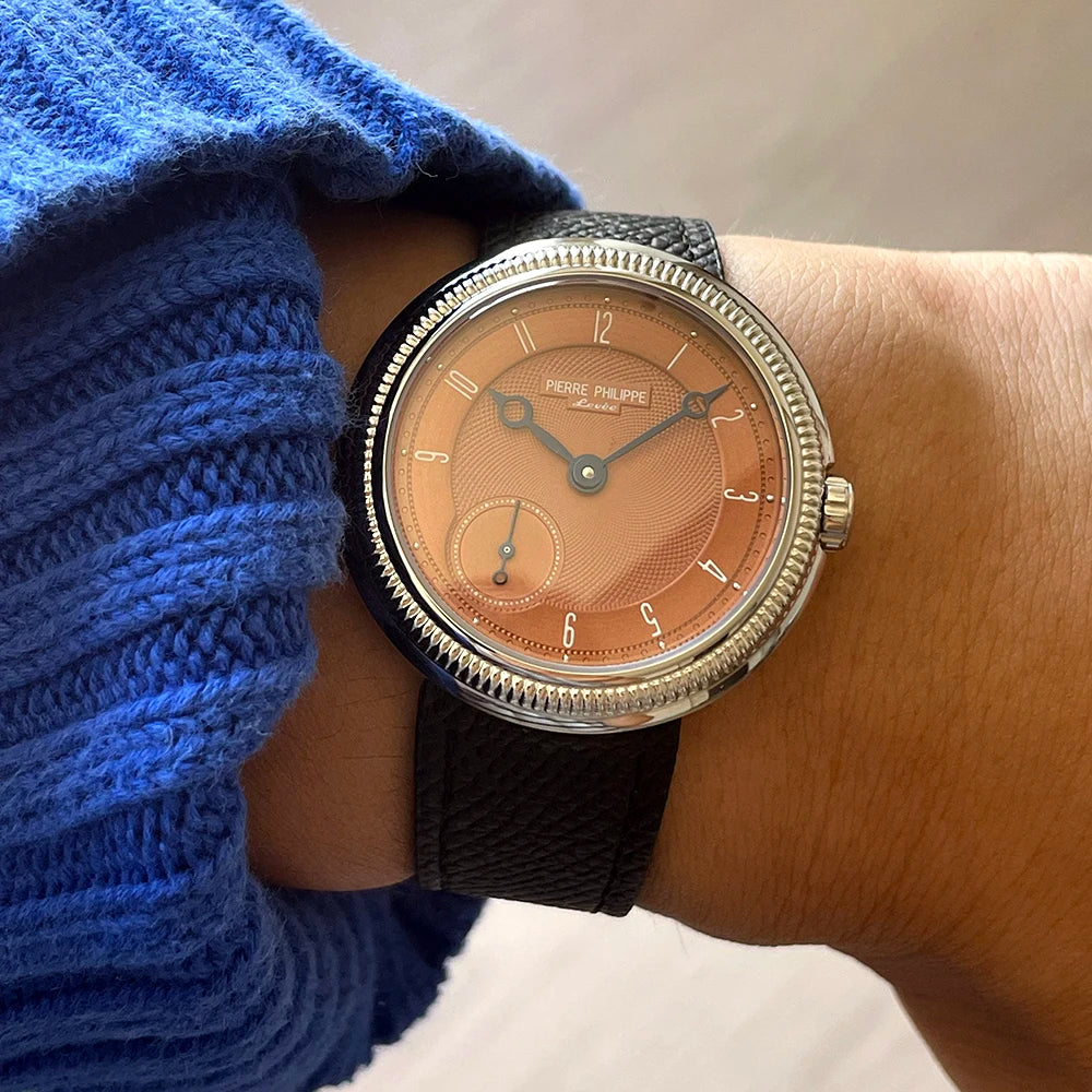 Pierre Philippe Ultra-Thin Manual Mechanical Watch 38mm – Men’s Business Dress Watch with Salmon Dial