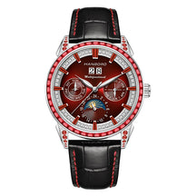 Hanboro 41.5mm Mechanical Watch: Automatic Multi-Dial with Day, Month, Date & Crystal Bezel