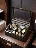 Ebony Wood Watch Winder Box – 3/6 Slot Automatic Watch Rotator with LED Light & Silent 5 Modes Storage Case