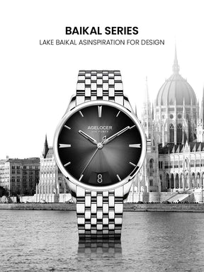 AGELOCER Budapest Men's Automatic Watch – Steel Strap Business Dress with Calendar