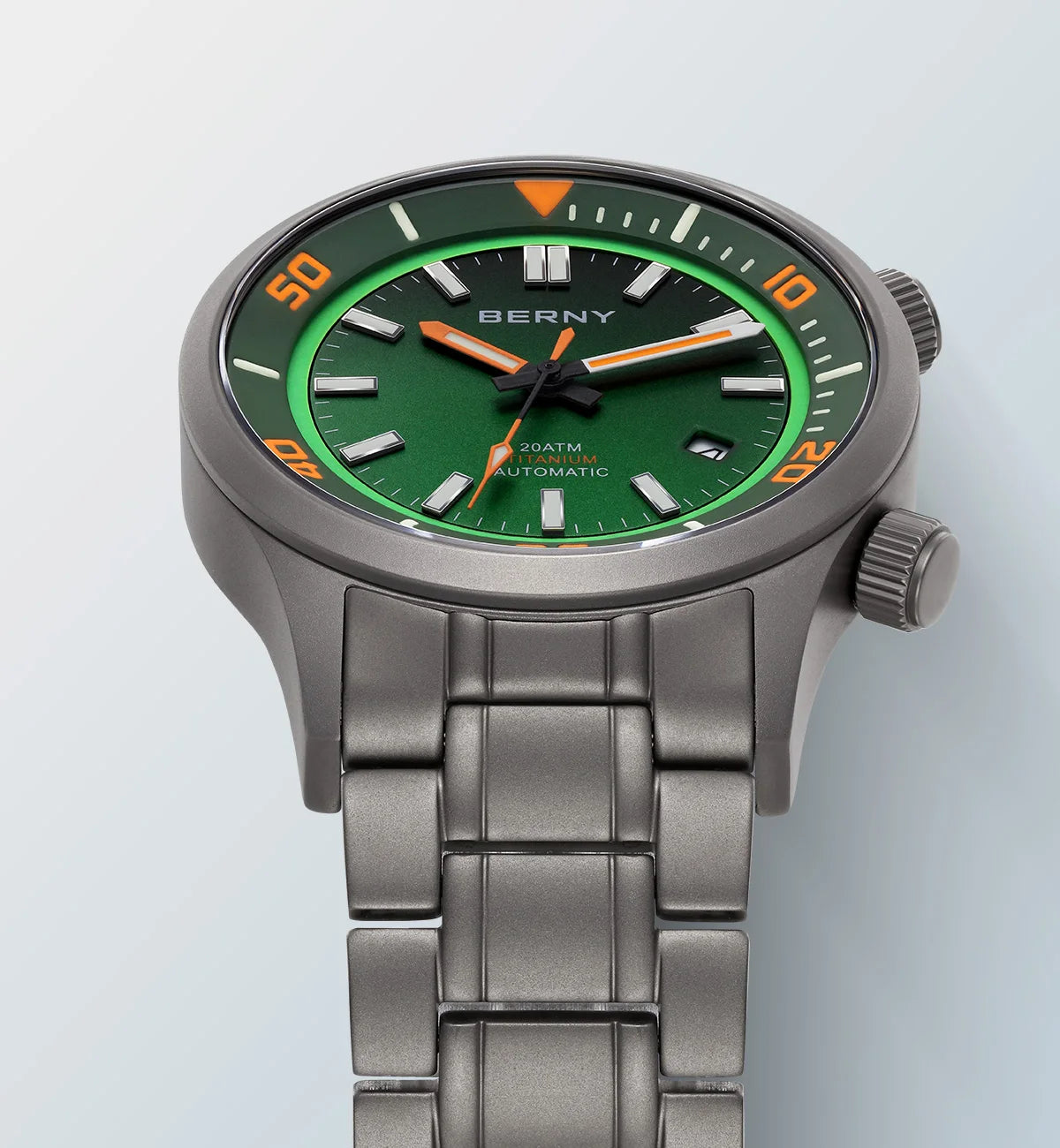 BERNY Men’s Titanium Diver Watch – Automatic, 20ATM