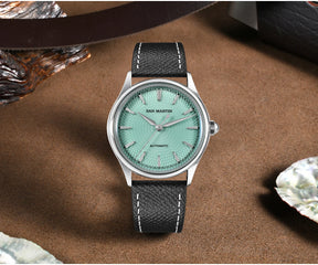 San Martin SN0110 Automatic Dress Watch – 37mm Textured Dial Sapphire Crystal Men's Mechanical Watch