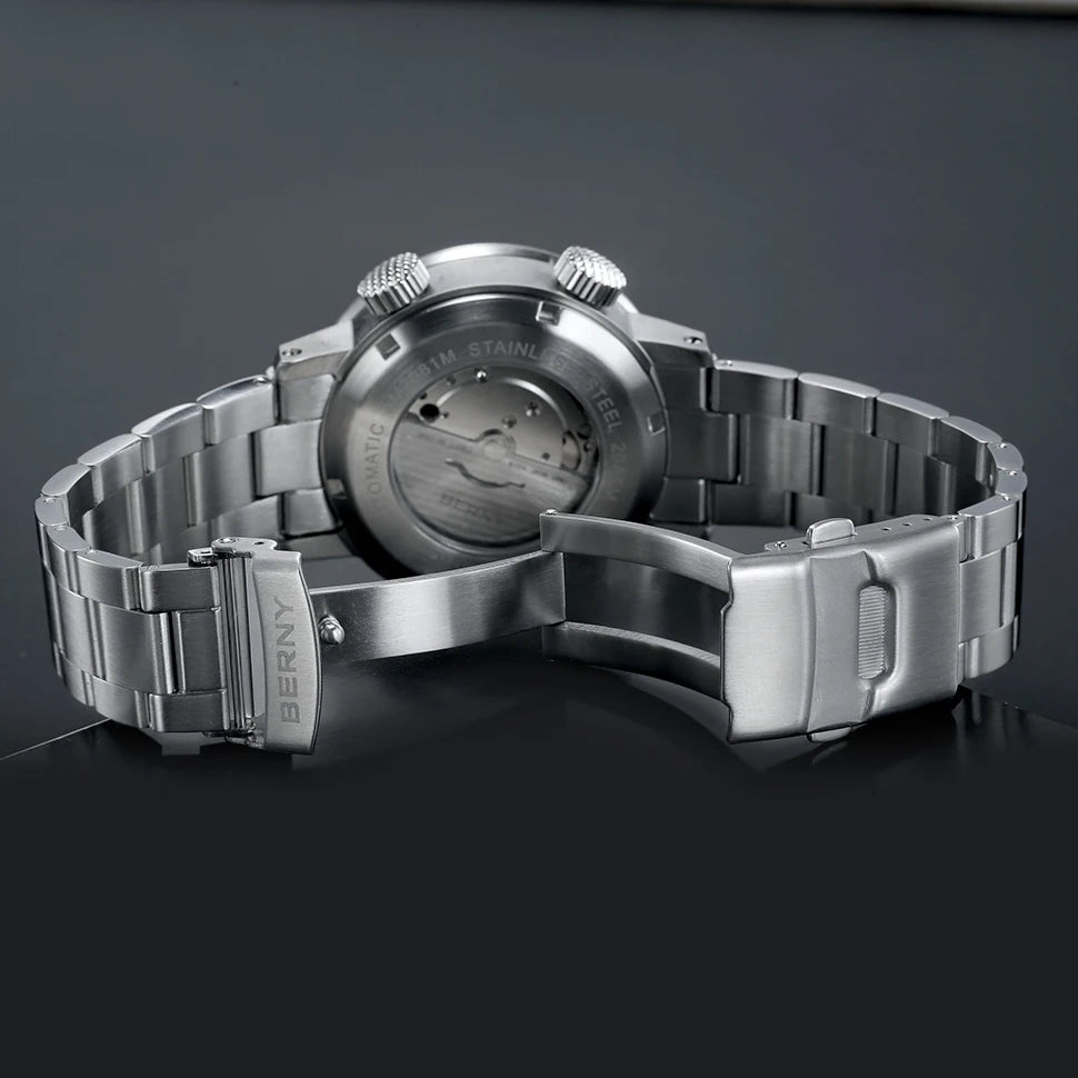 BERNY Men's Automatic Diver Watch – 20ATM Waterproof, Miyota 8205, Sapphire