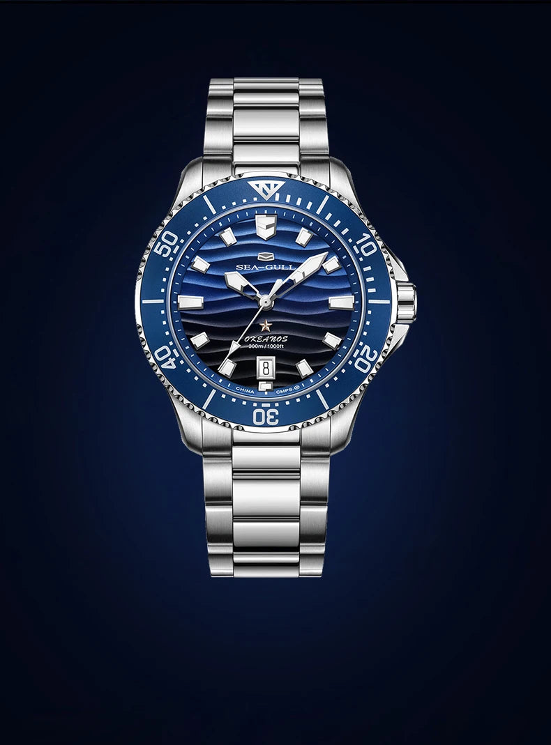 Seagull Ocean Series Men's Automatic Dive Watch 41mm – 300M Waterproof Luminous 1218