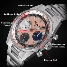 Sugess S465 Men’s Chronograph Watch 38mm – Mechanical, Gooseneck Movement, Sapphire Crystal, Roulette Dial