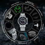 BERNY Men's Automatic Diver Watch – 20ATM Waterproof, Miyota 8205, Sapphire