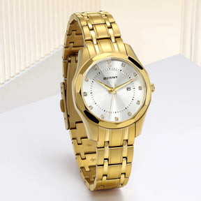 BERNY Women's Quartz Watch – Gold Stainless Steel Waterproof Fashion Watch