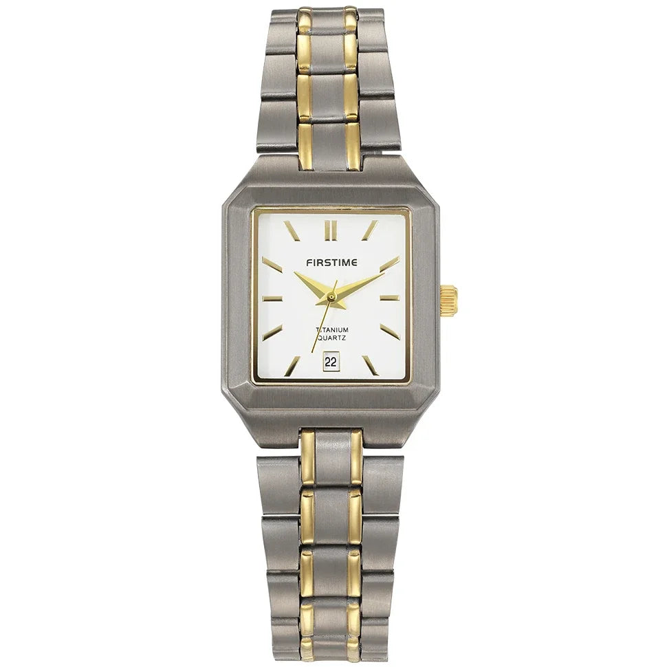BERNY Women's Titanium Quartz Watch – Luxury Gold Tone Square Wristwatch