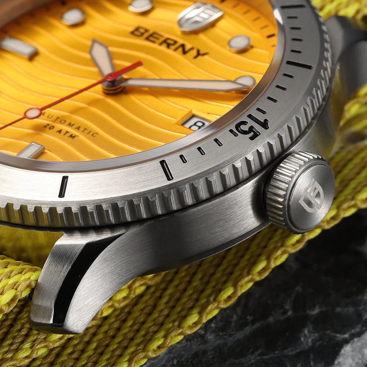BERNY Men's Automatic Diver Watch – 200M Waterproof, Sapphire
