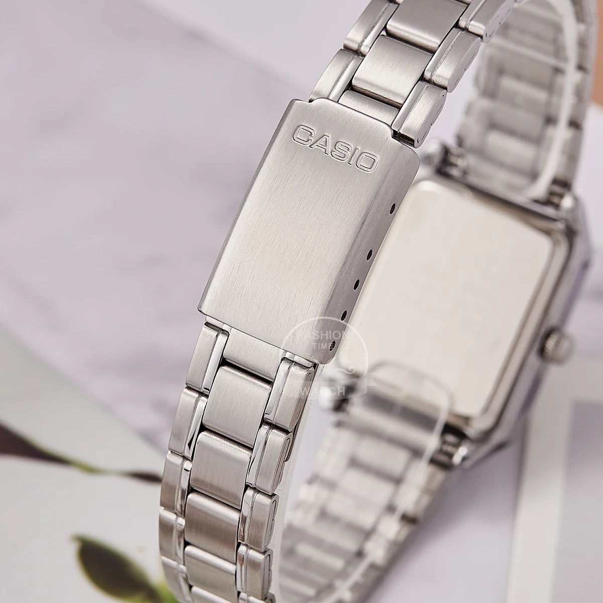 Casio Women’s Quartz Watch – Luxury Tonneau Stainless Steel Waterproof Ladies Wristwatch LTP-V007D