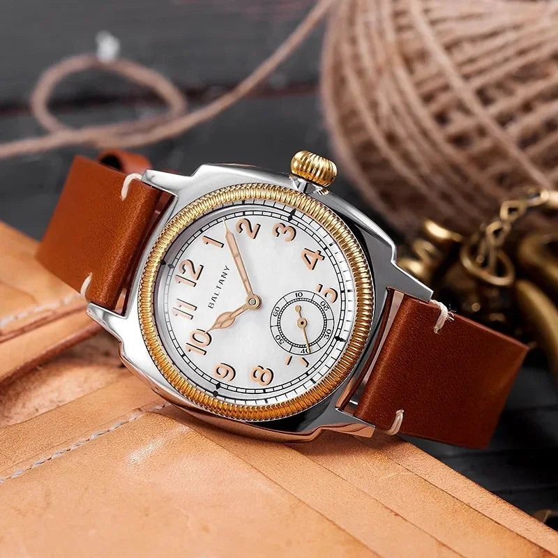 Baltany 1926 S4036F Unisex Automatic Watch – Gold Case, Mother of Pearl Dial, Sapphire Crystal, 100m Water Resistant