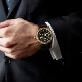 BERNY Men's Moon Phase Quartz Watch 40mm – Calendar Dress Watch Leather Strap