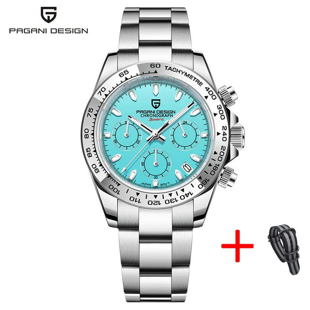 PAGANI DESIGN Men’s Chronograph Watch VK63 Quartz Stainless Steel Sapphire Crystal Luxury Wristwatch
