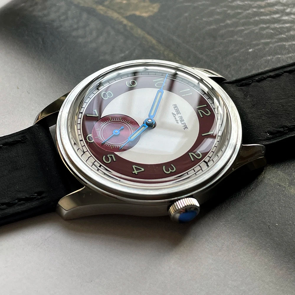 Pierre Philippe 38mm Ultra-Thin Mechanical Dress Watch – Red Dial, Manual Wind ST17 Movement