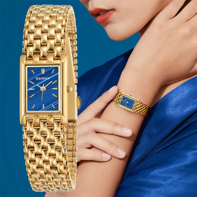 BERNY Couple Quartz Watch – Gold Tone, Stainless Steel, Men & Women, Water Resistant